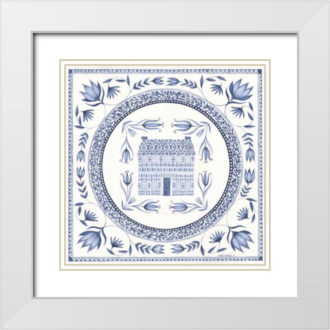 Country Blues Plate II White Modern Wood Framed Art Print with Double Matting by Shamp, Cindy
