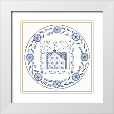 Country Blues Plate III White Modern Wood Framed Art Print with Double Matting by Shamp, Cindy