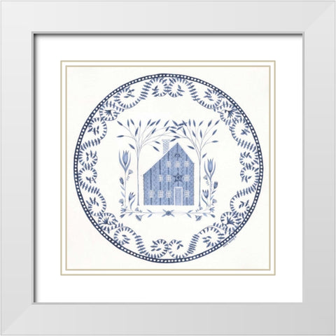 Country Blues Plate IV White Modern Wood Framed Art Print with Double Matting by Shamp, Cindy