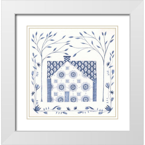 Country Blue House IV White Modern Wood Framed Art Print with Double Matting by Shamp, Cindy