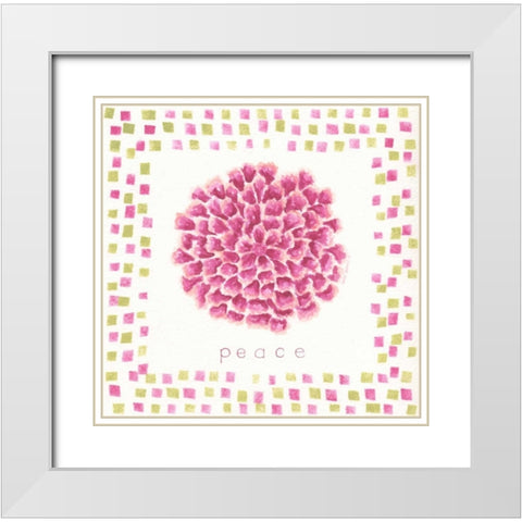 Peace Flower White Modern Wood Framed Art Print with Double Matting by Shamp, Cindy