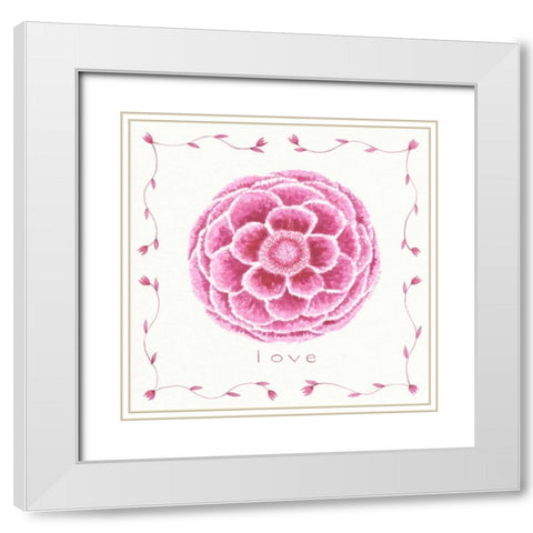 Love Flower White Modern Wood Framed Art Print with Double Matting by Shamp, Cindy