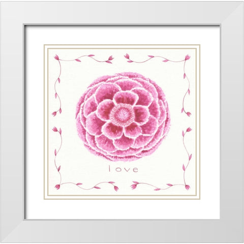 Love Flower White Modern Wood Framed Art Print with Double Matting by Shamp, Cindy