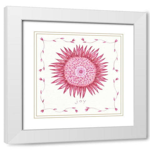 Joy Flower White Modern Wood Framed Art Print with Double Matting by Shamp, Cindy