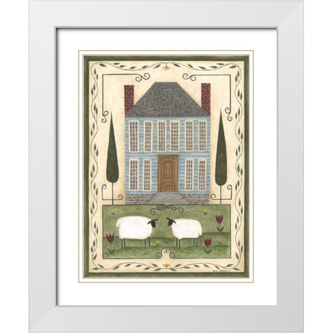 Blue House White Modern Wood Framed Art Print with Double Matting by Shamp, Cindy