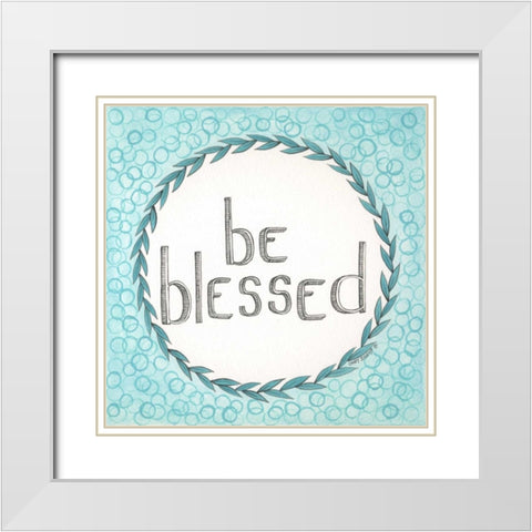 Be Blessed Swirls White Modern Wood Framed Art Print with Double Matting by Shamp, Cindy