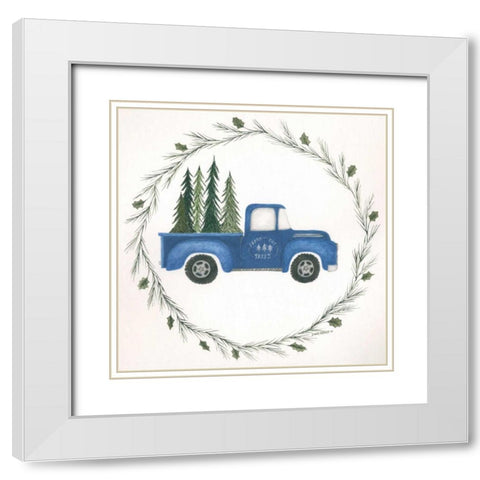 Old Blue Truck White Modern Wood Framed Art Print with Double Matting by Shamp, Cindy