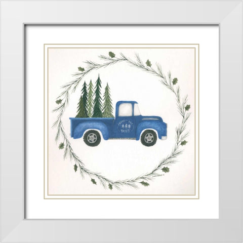 Old Blue Truck White Modern Wood Framed Art Print with Double Matting by Shamp, Cindy