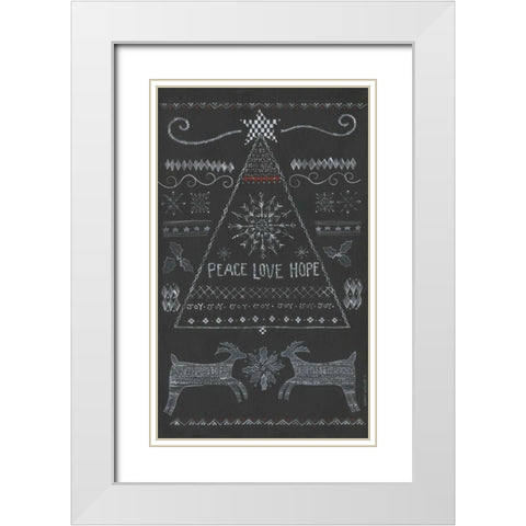 Peace, Love, Hope Tree White Modern Wood Framed Art Print with Double Matting by Shamp, Cindy
