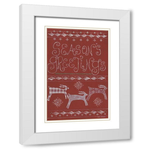 Seasons Greetings White Modern Wood Framed Art Print with Double Matting by Shamp, Cindy