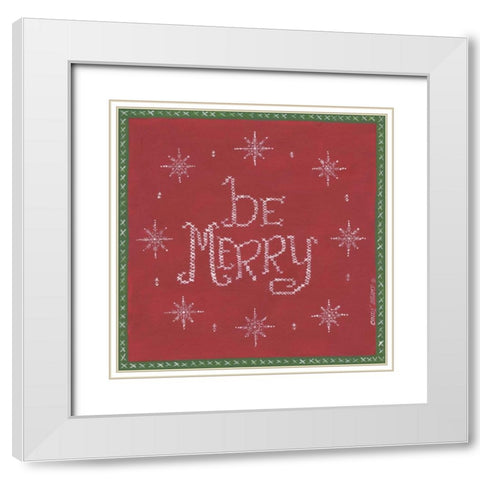 Be Merry White Modern Wood Framed Art Print with Double Matting by Shamp, Cindy