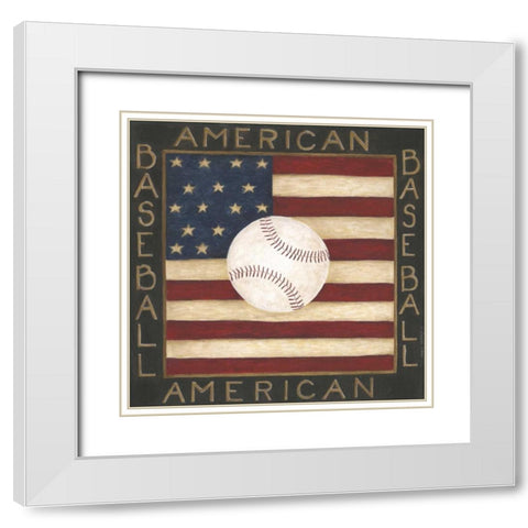 American Baseball White Modern Wood Framed Art Print with Double Matting by Shamp, Cindy
