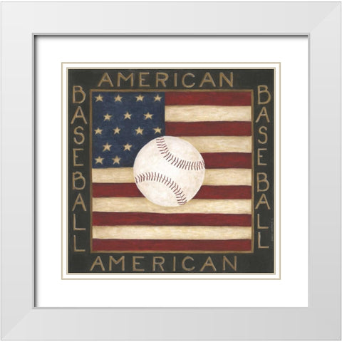 American Baseball White Modern Wood Framed Art Print with Double Matting by Shamp, Cindy