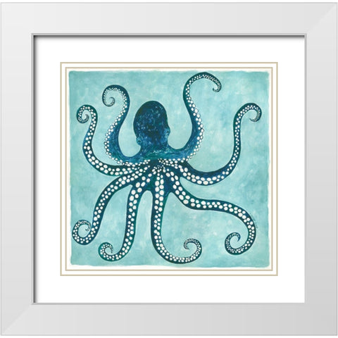 Octopus White Modern Wood Framed Art Print with Double Matting by Shamp, Cindy