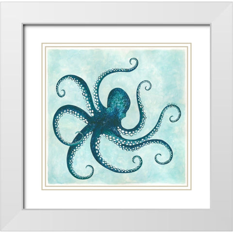 Octopus II White Modern Wood Framed Art Print with Double Matting by Shamp, Cindy