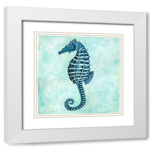 Seahorse White Modern Wood Framed Art Print with Double Matting by Shamp, Cindy