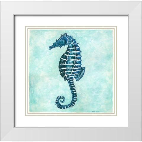 Seahorse White Modern Wood Framed Art Print with Double Matting by Shamp, Cindy