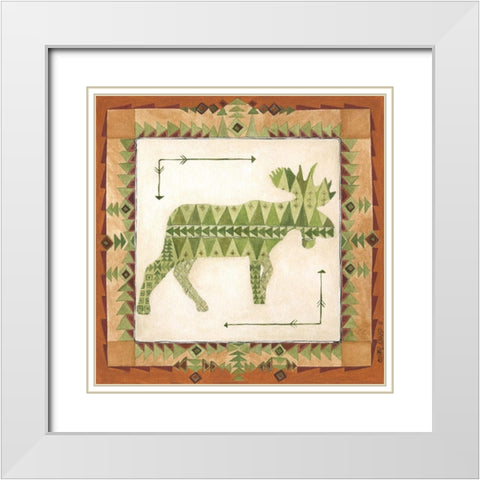 Lodge Moose White Modern Wood Framed Art Print with Double Matting by Shamp, Cindy