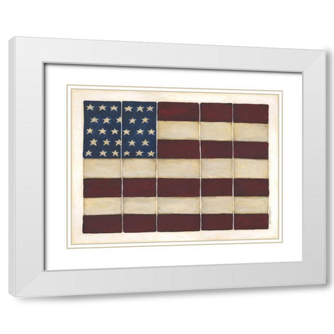 Tiled Flag White Modern Wood Framed Art Print with Double Matting by Shamp, Cindy