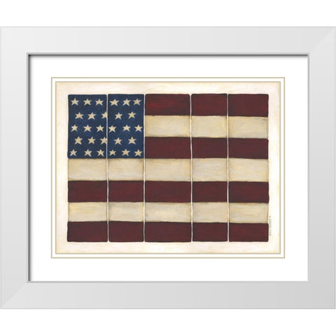 Tiled Flag White Modern Wood Framed Art Print with Double Matting by Shamp, Cindy