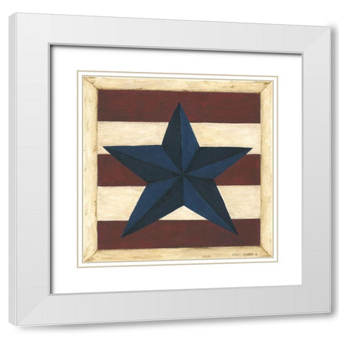 Blue Star, Red Stripes White Modern Wood Framed Art Print with Double Matting by Shamp, Cindy