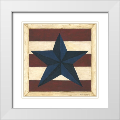 Blue Star, Red Stripes White Modern Wood Framed Art Print with Double Matting by Shamp, Cindy