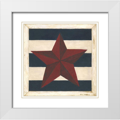Red Star, Blue Stripes White Modern Wood Framed Art Print with Double Matting by Shamp, Cindy