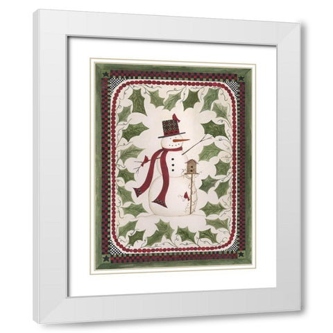 Birdhouse Snowman White Modern Wood Framed Art Print with Double Matting by Shamp, Cindy