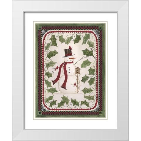 Birdhouse Snowman White Modern Wood Framed Art Print with Double Matting by Shamp, Cindy