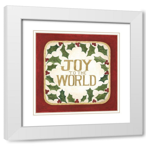 Joy to the World White Modern Wood Framed Art Print with Double Matting by Shamp, Cindy