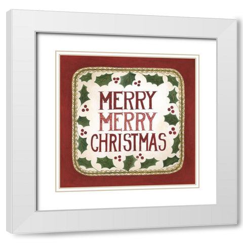 Merry Merry Christmas White Modern Wood Framed Art Print with Double Matting by Shamp, Cindy