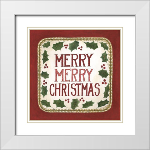 Merry Merry Christmas White Modern Wood Framed Art Print with Double Matting by Shamp, Cindy