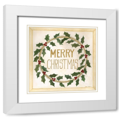 Merry Christmas White Modern Wood Framed Art Print with Double Matting by Shamp, Cindy
