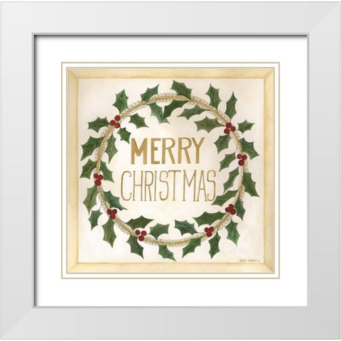 Merry Christmas White Modern Wood Framed Art Print with Double Matting by Shamp, Cindy