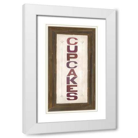 Cupcakes White Modern Wood Framed Art Print with Double Matting by Shamp, Cindy