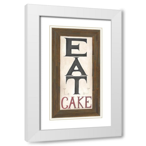 Eat Cake White Modern Wood Framed Art Print with Double Matting by Shamp, Cindy