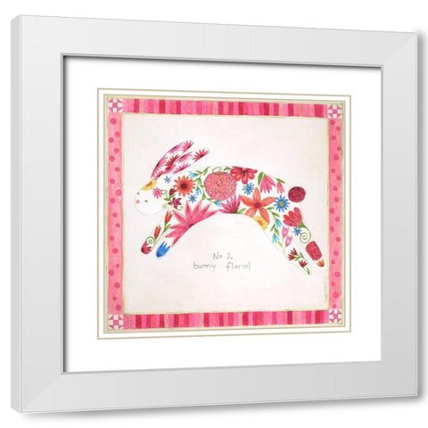 No. 2 Bunny Floral White Modern Wood Framed Art Print with Double Matting by Shamp, Cindy