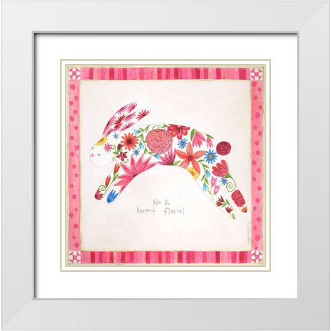No. 2 Bunny Floral White Modern Wood Framed Art Print with Double Matting by Shamp, Cindy