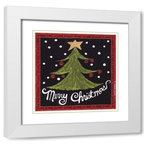 Merry Christmas White Modern Wood Framed Art Print with Double Matting by Shamp, Cindy