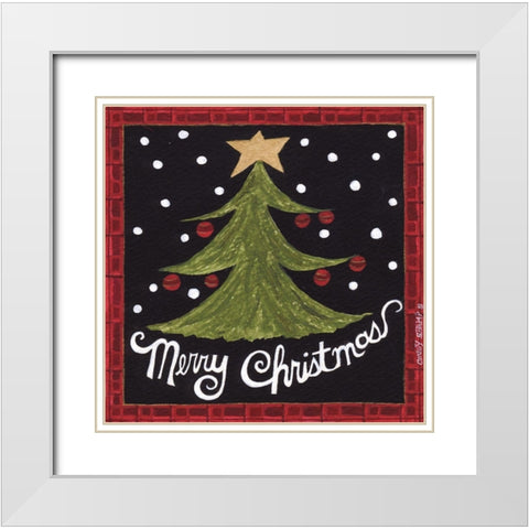 Merry Christmas White Modern Wood Framed Art Print with Double Matting by Shamp, Cindy