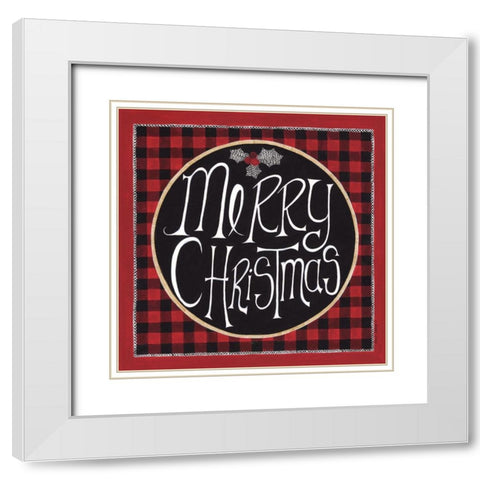 Merry Christmas White Modern Wood Framed Art Print with Double Matting by Shamp, Cindy