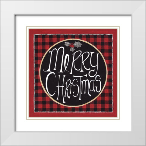 Merry Christmas White Modern Wood Framed Art Print with Double Matting by Shamp, Cindy