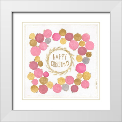 Happy Christmas White Modern Wood Framed Art Print with Double Matting by Shamp, Cindy