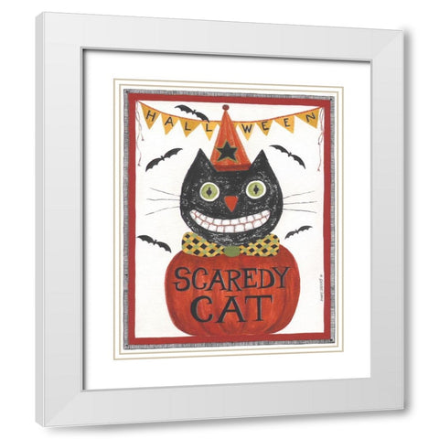 Scaredy Cat White Modern Wood Framed Art Print with Double Matting by Shamp, Cindy