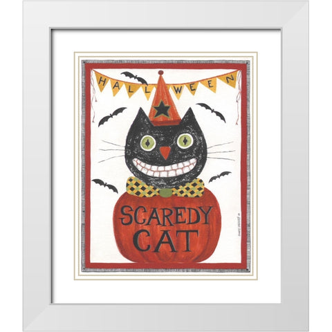 Scaredy Cat White Modern Wood Framed Art Print with Double Matting by Shamp, Cindy