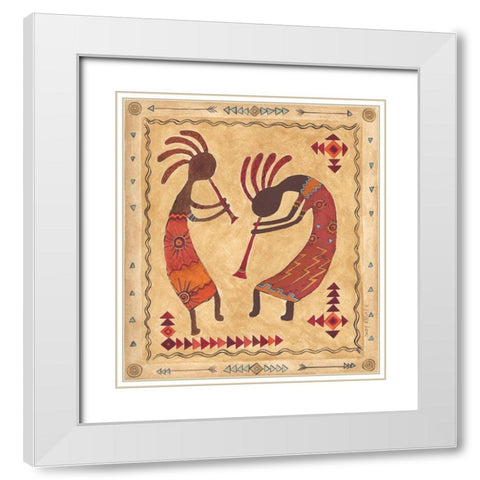 Kokopelli White Modern Wood Framed Art Print with Double Matting by Shamp, Cindy
