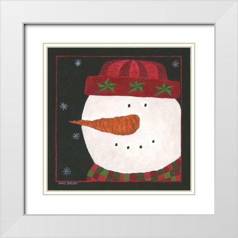 Snowman I White Modern Wood Framed Art Print with Double Matting by Shamp, Cindy