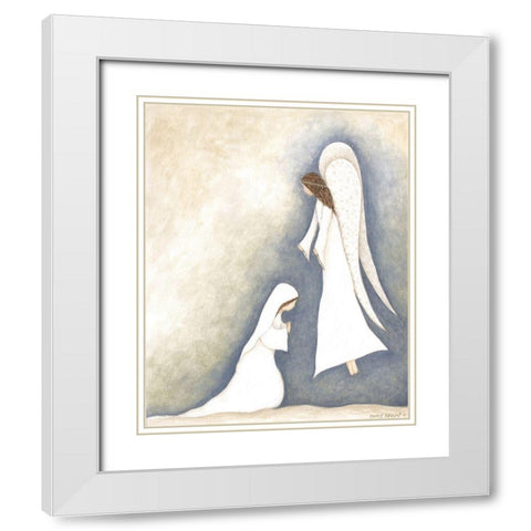 Mary and Angel White Modern Wood Framed Art Print with Double Matting by Shamp, Cindy