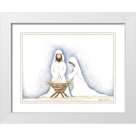 Jesus, Mary, Joseph White Modern Wood Framed Art Print with Double Matting by Shamp, Cindy