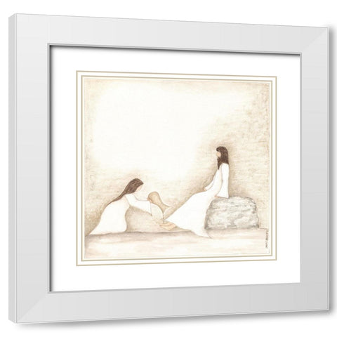 Woman Anoints Jesus with Perfume White Modern Wood Framed Art Print with Double Matting by Shamp, Cindy